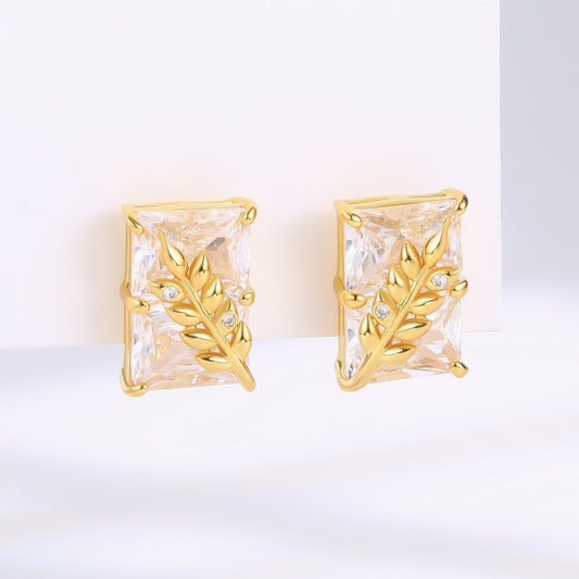 Pendientes de Aleación Bañado en Oro con Cristal Emporia® Blanco