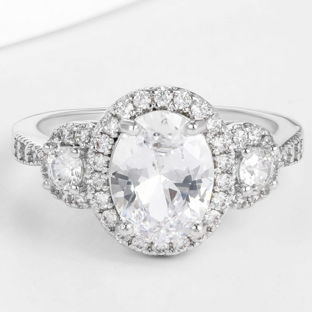 Anillo de Aleación Bañado en Oro con Cristal Emporia® Blanco 1 