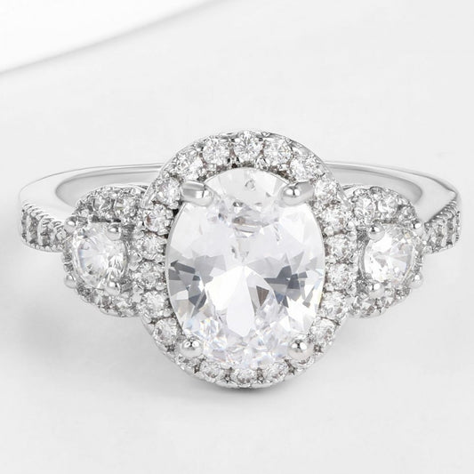Anillo de Aleación Bañado en Oro con Cristal Emporia® Blanco