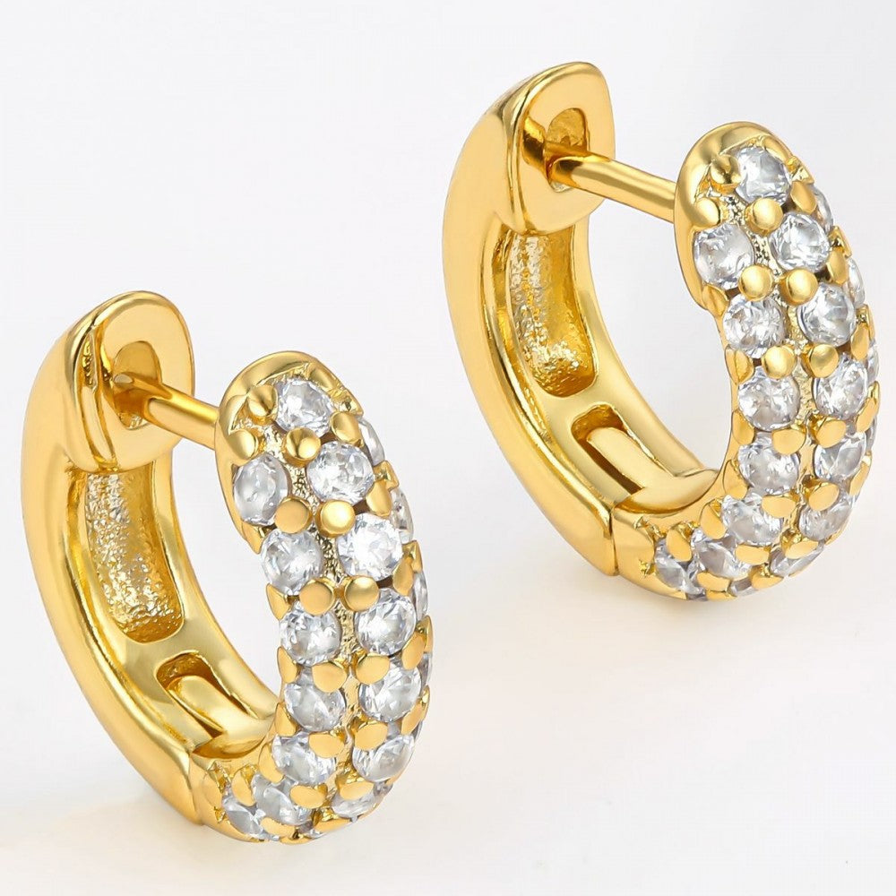 Pendientes de Aleación Bañado en Oro con Cristal Emporia® Blanco 1 