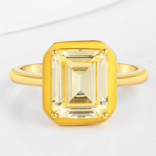 Anillo de Aleación Bañado en Oro con Cristal Emporia® Blanco