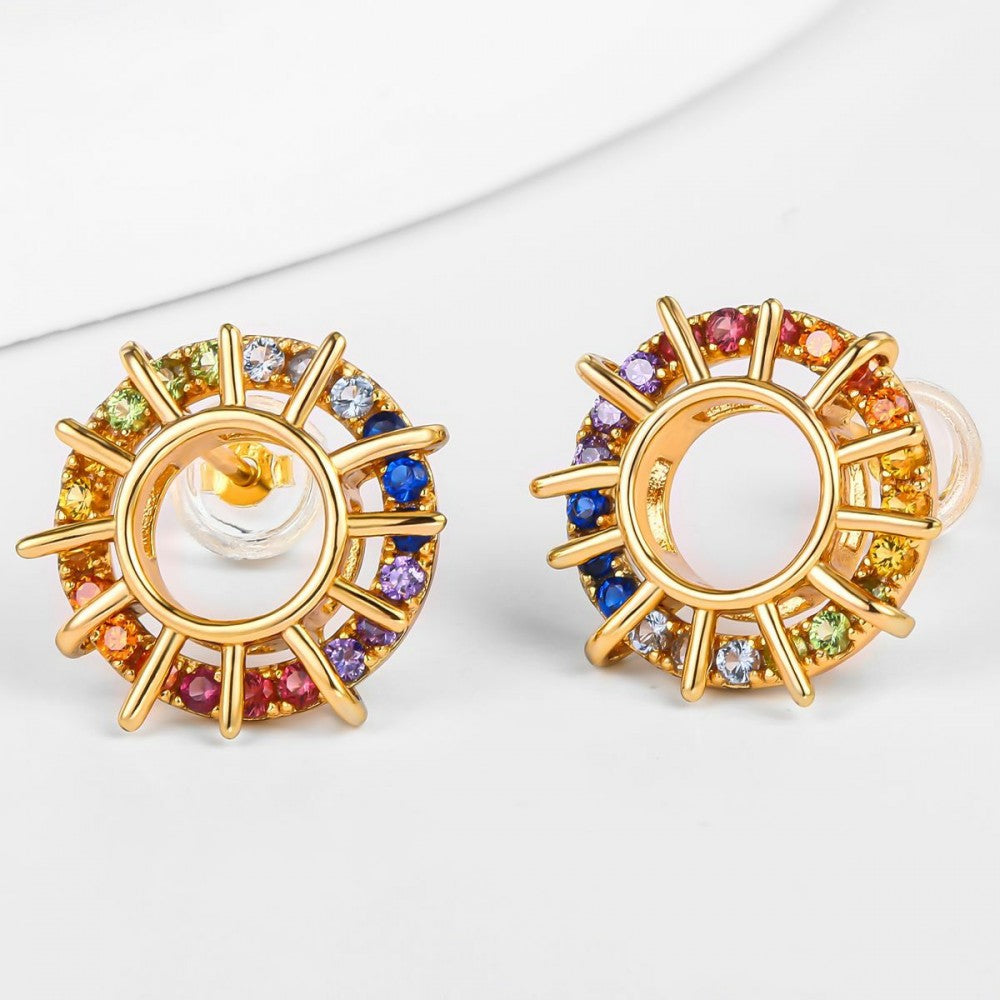 Pendientes de Aleación Bañado en Oro con Cristal Emporia® Azul 1 