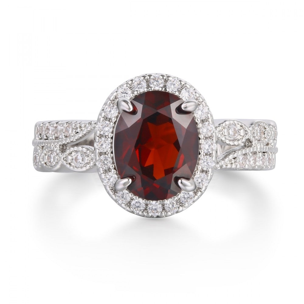 Anillo de Aleación Bañado en Oro con Cristal Emporia® Rojo 1 