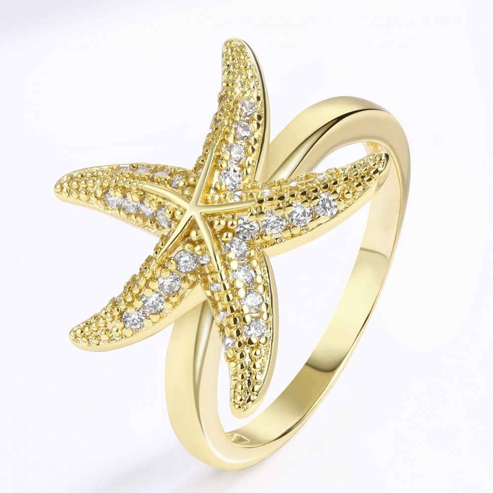 Anillo de Aleación Bañado en Oro con Cristal Emporia® Blanco 1 
