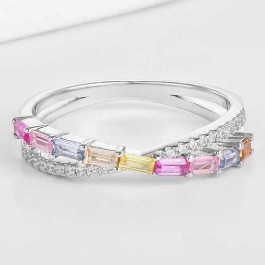 Anillo de Aleación Bañado en Oro con Cristal Emporia® Rosa
