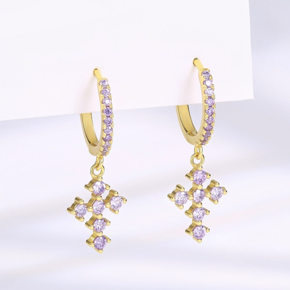Pendientes de Aleación Bañado en Oro con Cristal Emporia® Blanco