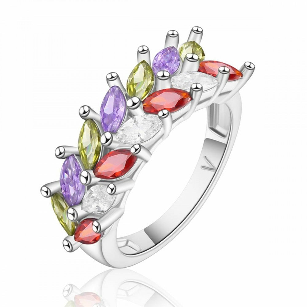 Anillo de Aleación Bañado en Oro con Cristal Emporia® Rojo 1 