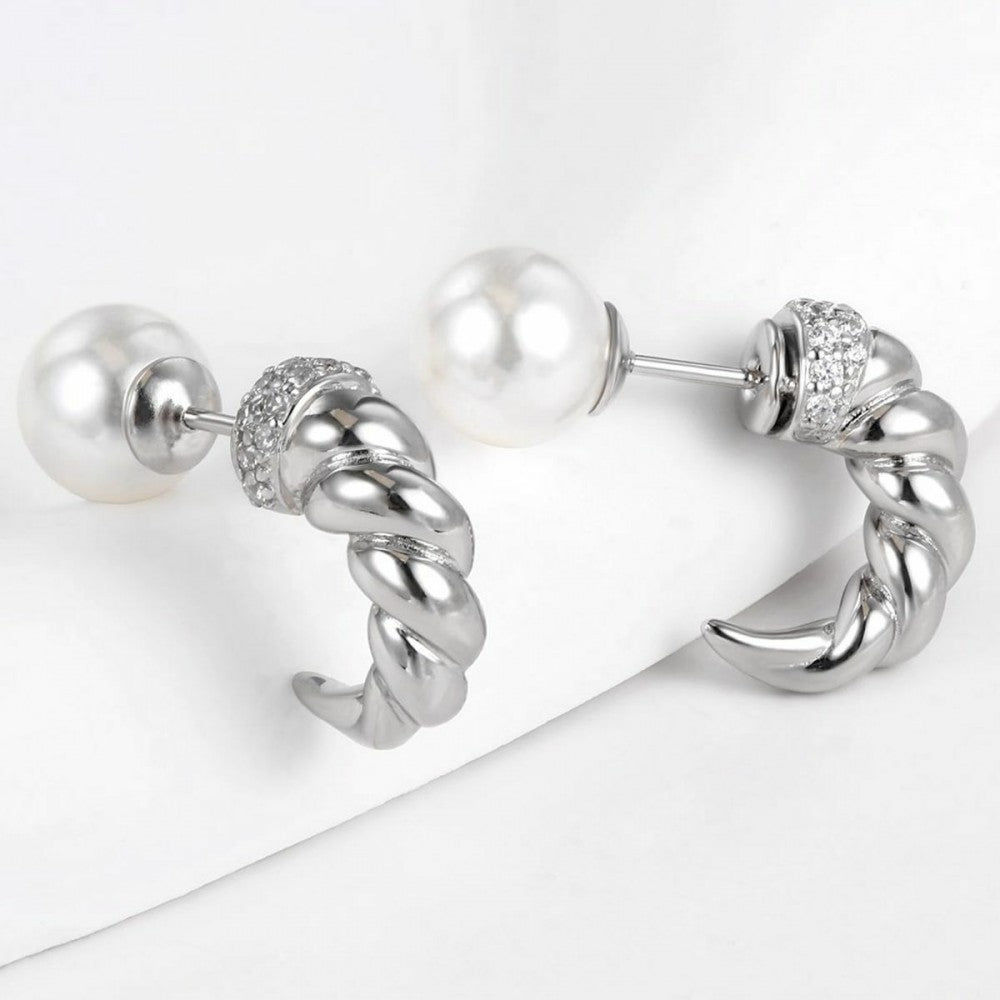 Pendientes de Aleación Bañado en Oro con Cristal Emporia® Blanco
