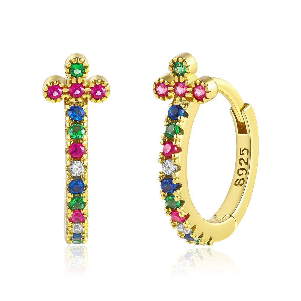 Pendientes de Aleación Bañado en Oro con Cristal Emporia® Azul 1 