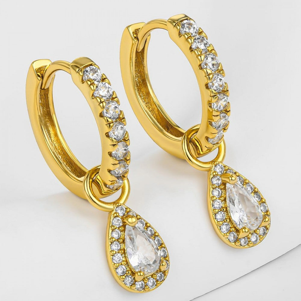 Pendientes de Aleación Bañado en Oro con Cristal Emporia® Blanco