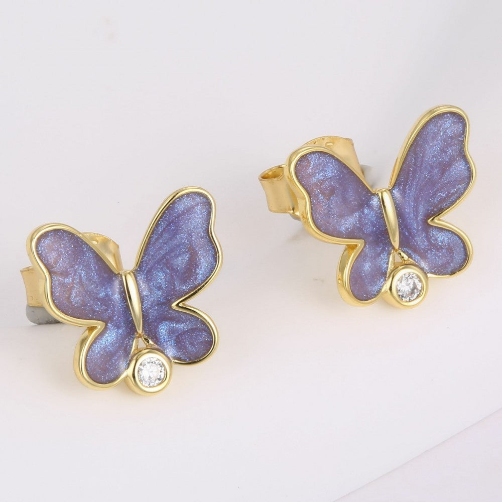 Pendientes de Aleación Bañado en Oro con Cristal Emporia® Púrpura 1 