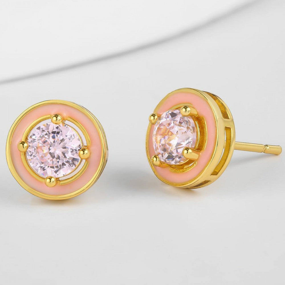 Pendientes de Aleación Bañado en Oro con Cristal Emporia® Blanco 1 