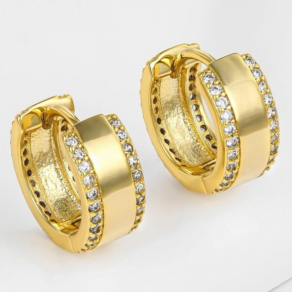 Pendientes de Aleación Bañado en Oro con Cristal Emporia® Blanco 1 