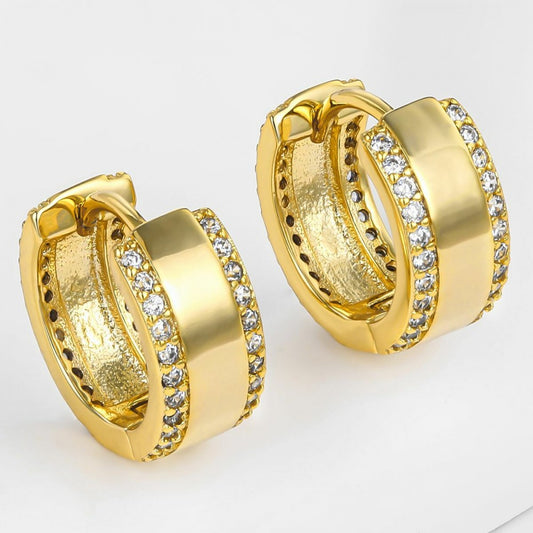 Pendientes de Aleación Bañado en Oro con Cristal Emporia® Blanco