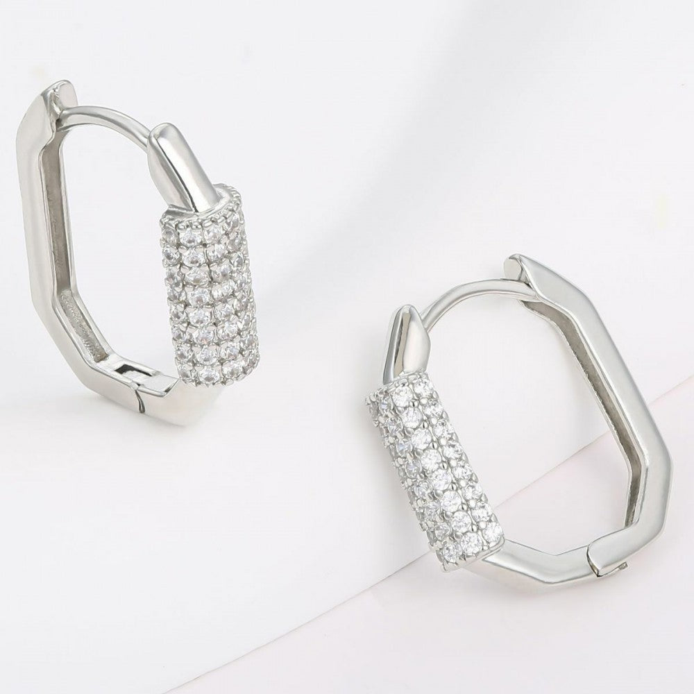 Pendientes de Aleación Bañado en Oro con Cristal Emporia® Blanco 1 