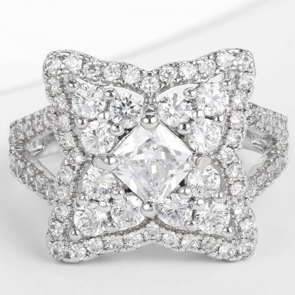 Anillo de Aleación Bañado en Oro con Cristal Emporia® Blanco