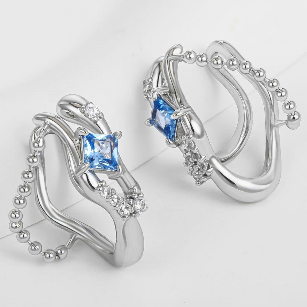 Pendientes de Aleación Bañado en Oro con Cristal Emporia® Azul 1 