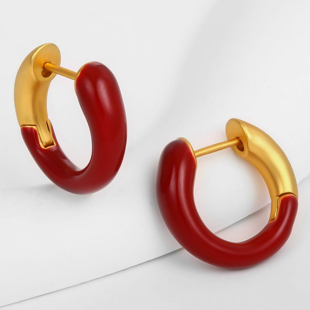 Pendientes de Aleación Bañado en Oro con Cristal Emporia® Rojo 1 