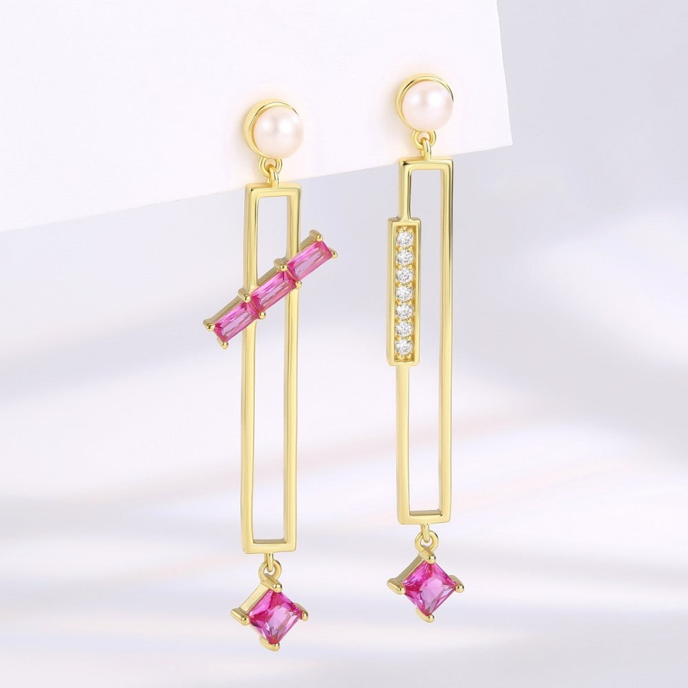 Pendientes de Aleación Bañado en Oro con Cristal Emporia® Rosa 1 