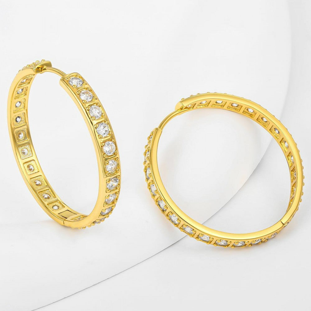 Pendientes de Aleación Bañado en Oro con Cristal Emporia® Blanco 1 