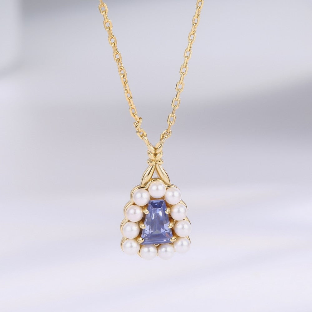 Collar de Aleación Bañado en Oro con Cristal Emporia® Azul 1 