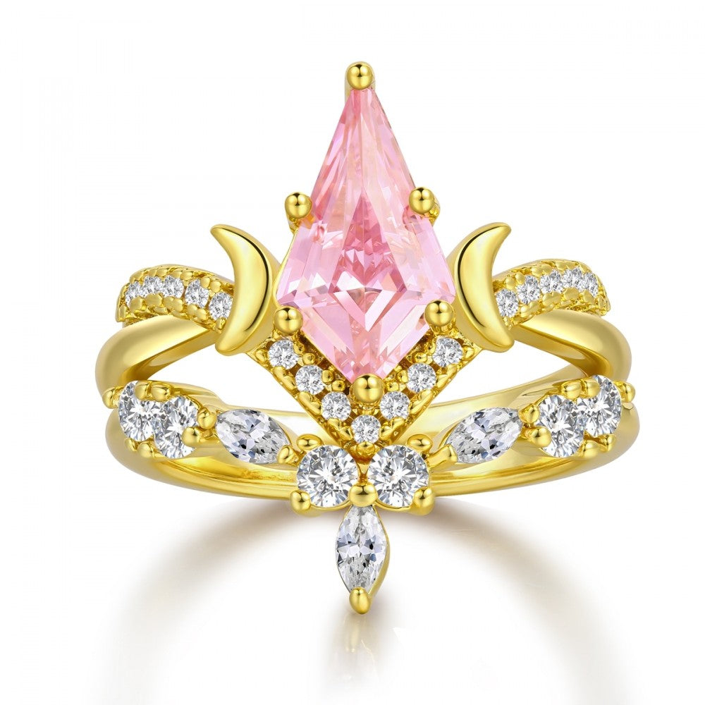 Anillo de Aleación Bañado en Oro con Cristal Emporia® Rosa 1 