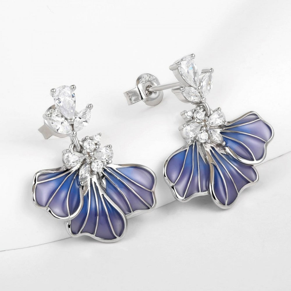 Pendientes de Aleación Bañado en Oro con Cristal Emporia® Azul 1 