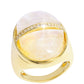 Anillo de Plata Bañada en Oro con Piedra Lunar Arco Iris y Topacio Blanco