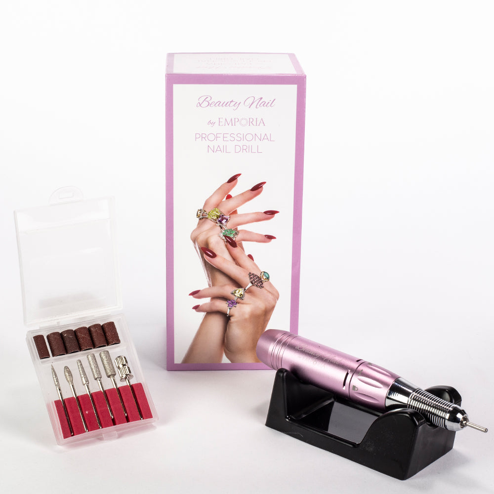 Juego de limas de uñas de belleza profesional Emporia con cabezales intercambiables - Rosa 1 
