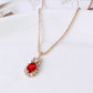 Conjunto de Aleación Bañado en Oro con Cristal Emporia® Rojo y Cristal Emporia® Blanco ( Collar +Pendientes +Pulsera +Anillo +Colgante )