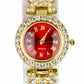Reloj de Aleación Bañado en Oro con Cristal Emporia® Rojo y Cristal Emporia® Blanco ( Collar +Pendientes +Pulsera )
