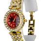 Reloj de Aleación Bañado en Oro con Cristal Emporia® Rojo y Cristal Emporia® Blanco ( Collar +Pendientes +Pulsera )
