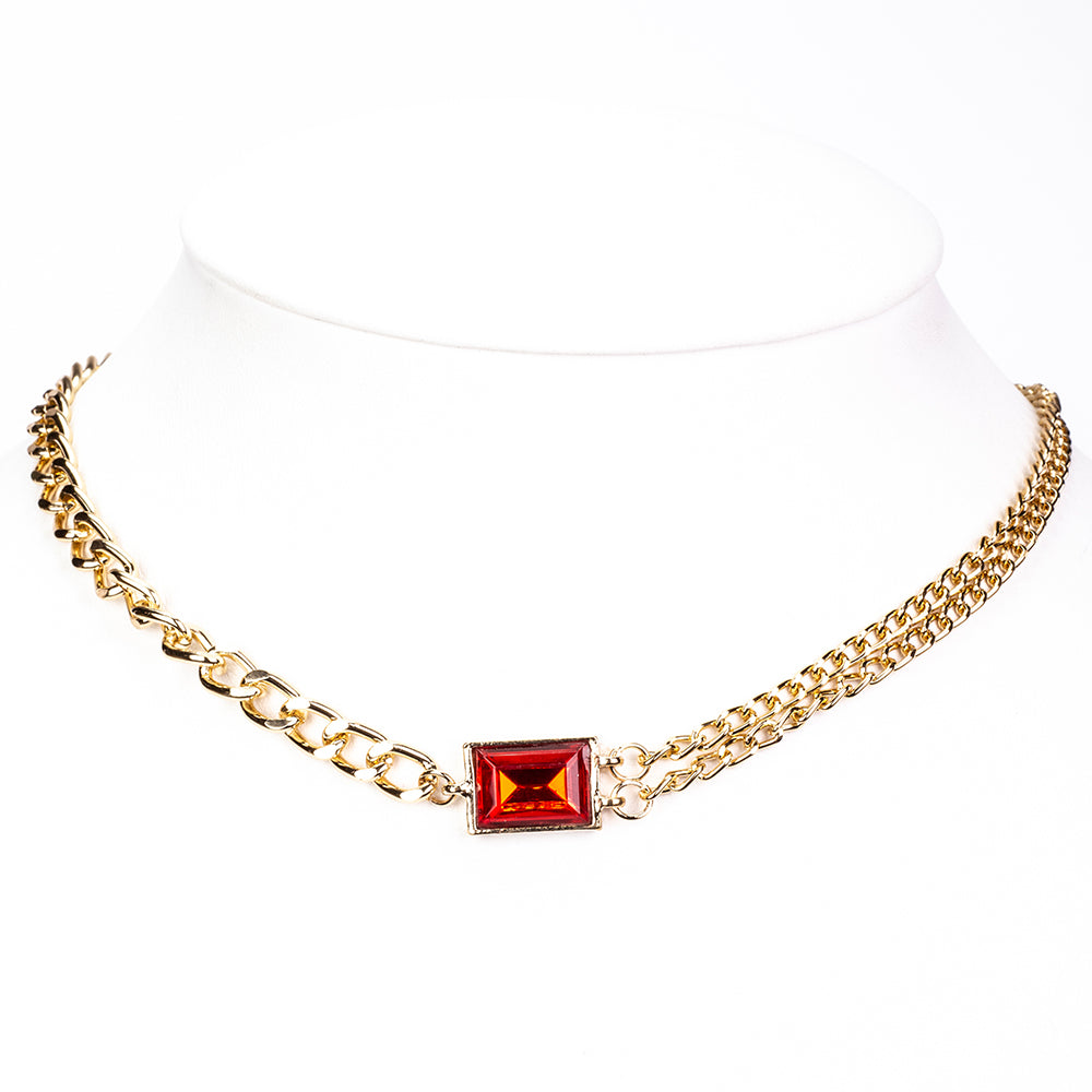 Reloj de Aleación Bañado en Oro con Cristal Emporia® Rojo y Cristal Emporia® Blanco ( Collar +Pendientes +Pulsera ) 10 