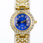 Reloj de Aleación Bañado en Oro con Cristal Emporia® Azul y Cristal Emporia® Blanco ( Collar +Pendientes +Pulsera )