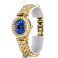 Reloj de Aleación Bañado en Oro con Cristal Emporia® Azul y Cristal Emporia® Blanco ( Collar +Pendientes +Pulsera )