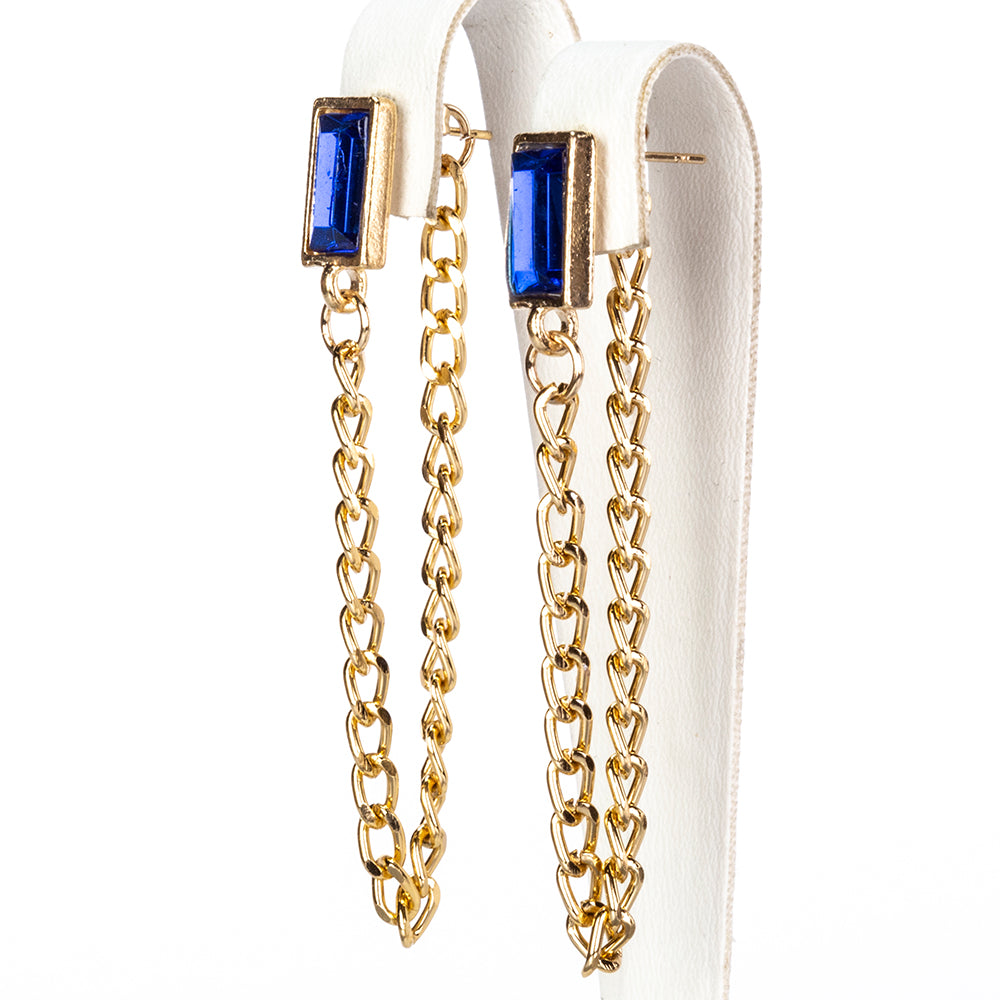 Reloj de Aleación Bañado en Oro con Cristal Emporia® Azul y Cristal Emporia® Blanco ( Collar +Pendientes +Pulsera )