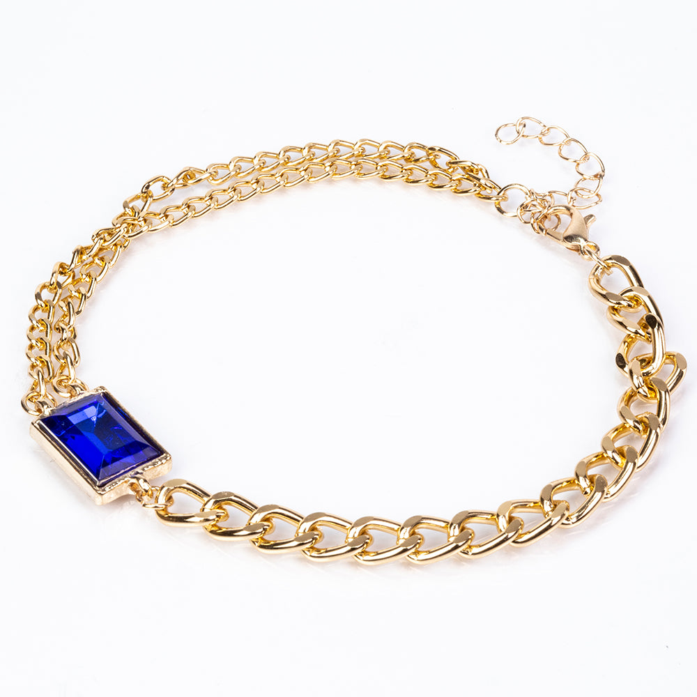 Reloj de Aleación Bañado en Oro con Cristal Emporia® Azul y Cristal Emporia® Blanco ( Collar +Pendientes +Pulsera )