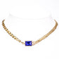 Reloj de Aleación Bañado en Oro con Cristal Emporia® Azul y Cristal Emporia® Blanco ( Collar +Pendientes +Pulsera )