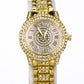 Reloj de Aleación Bañado en Oro con Cristal Emporia® Blanco ( Collar +Pendientes +Pulsera +Colgante )