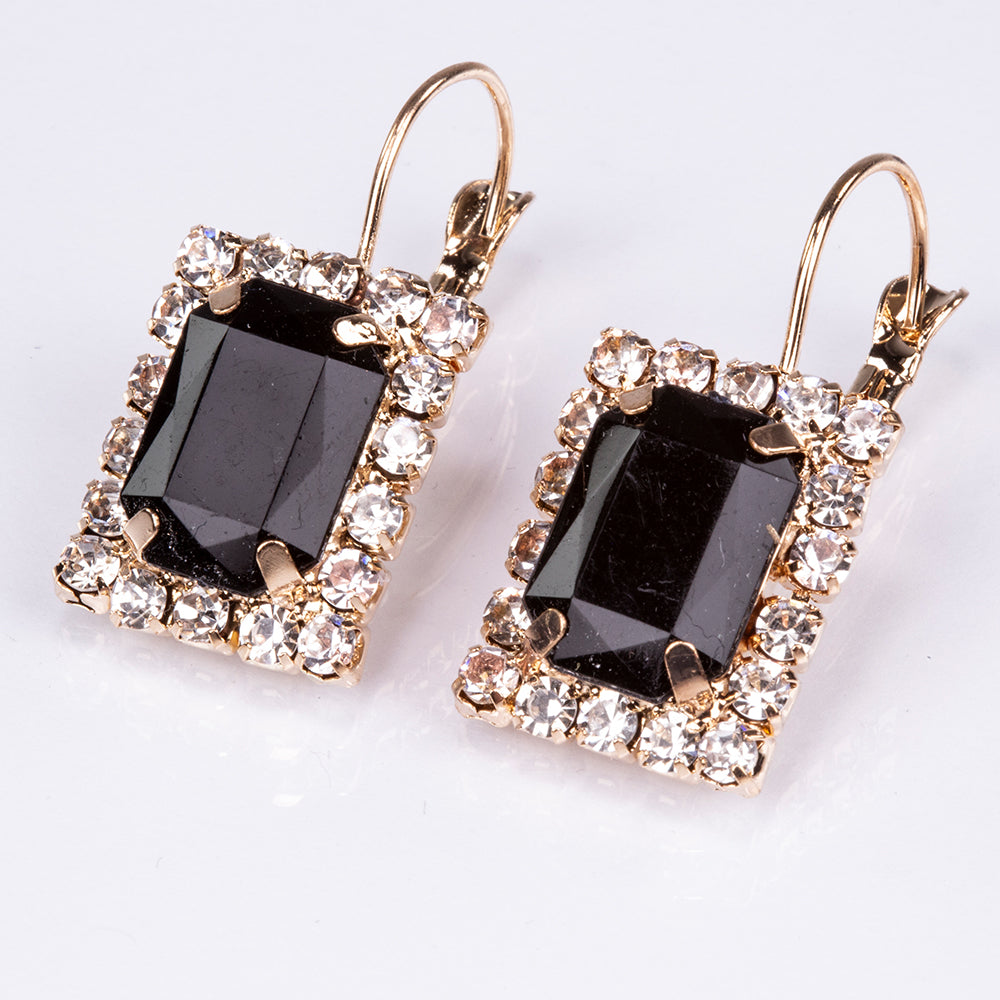 Conjunto de joyas Emporia de 5 piezas, de alta calidad y en tono dorado, presentado en una exclusiva caja de regalo con efecto piel (incluye reloj, pulsera, collar, pendientes y anillo, con cristales Emporia blancos y negros). 7 