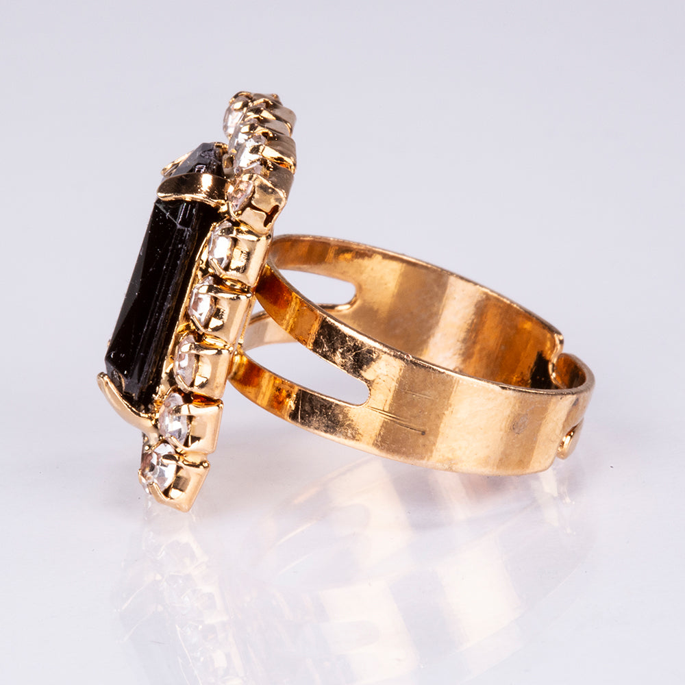 Conjunto de joyas Emporia de 5 piezas, de alta calidad y en tono dorado, presentado en una exclusiva caja de regalo con efecto piel (incluye reloj, pulsera, collar, pendientes y anillo, con cristales Emporia blancos y negros). 10 