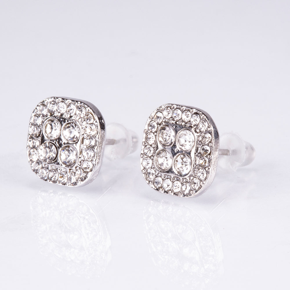 Conjunto de joyería Emporia de 5 piezas, de alta calidad y en tono plateado, presentado en una exclusiva caja de regalo con efecto piel (incluye reloj, pulsera, collar, pendientes y anillo, con cristal blanco Emporia).