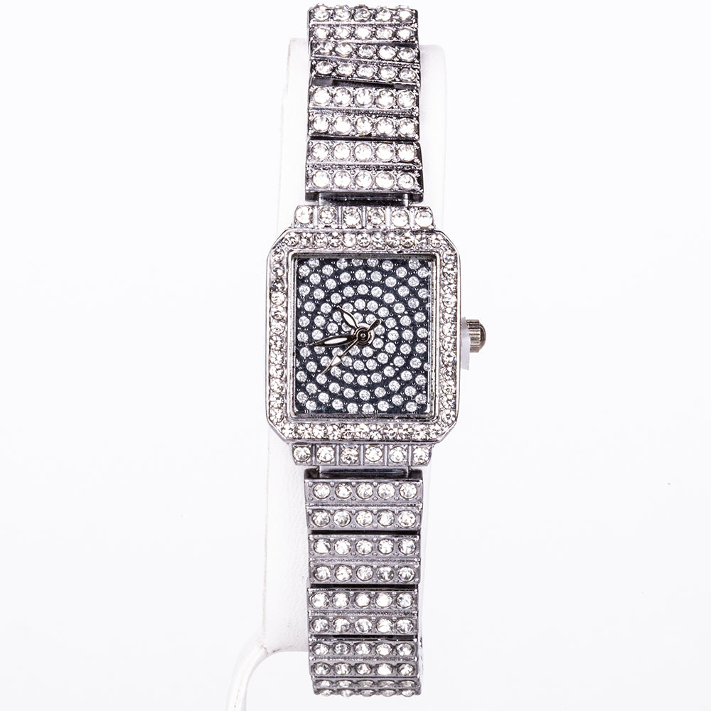 Conjunto de joyería Emporia de 5 piezas, de alta calidad y en tono plateado, presentado en una exclusiva caja de regalo con efecto piel (incluye reloj, pulsera, collar, pendientes y anillo, con cristal blanco Emporia). 9 