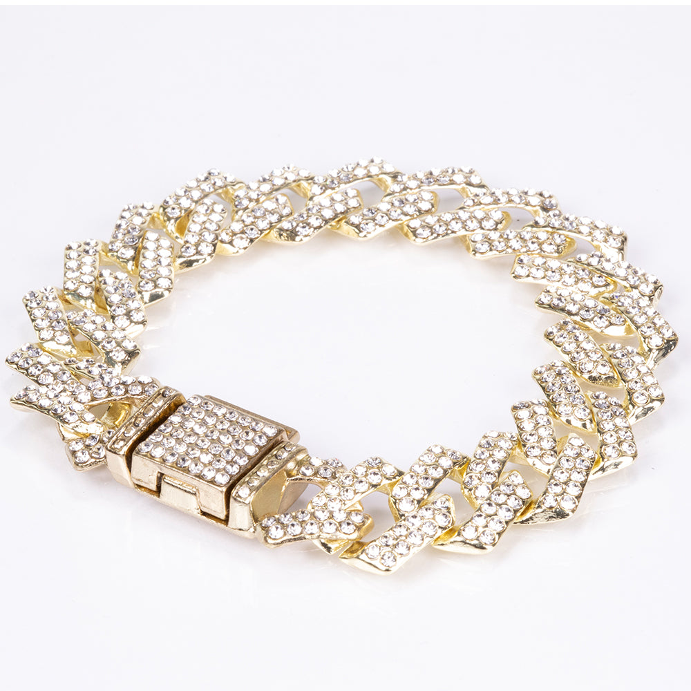 Conjunto de joyas Emporia de 4 piezas, de alta calidad y en tono dorado, presentado en una exclusiva caja de regalo con efecto piel (incluye reloj, pulsera, collar grueso y collar con colgante de cruz con cristal blanco Emporia). 5 