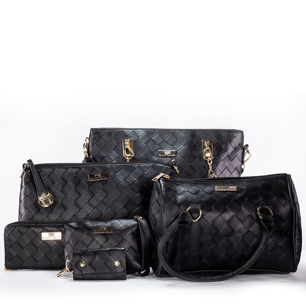Colección Emporia de primavera 2025 - " Eclipse de ónix",Set de 6 bolsos; negro
