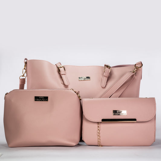 Colección Emporia de primavera 2025 - "Floración de cerezos". Set de 3 bolsos; rosa