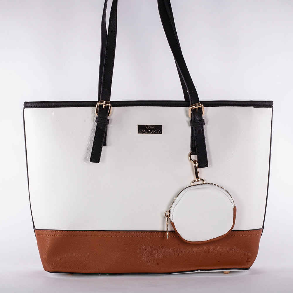 Colección Emporia de primavera 2025- " Luz de Luna moca", Set de 4 bolsos; blanco