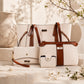 Colección Primavera 2026 de Emporia - "Toffee Lux", juego de 4 bolsos; piel sintética, marrón crema.