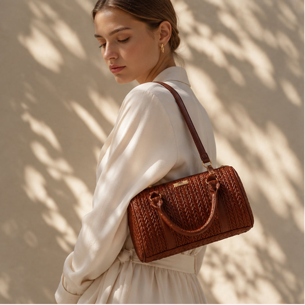 Colección Primavera 2026 de Emporia - "Choco Lux", juego de 6 bolsos; piel sintética, marrón.