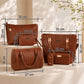 Colección Primavera 2026 de Emporia - "Choco Lux", juego de 6 bolsos; piel sintética, marrón.
